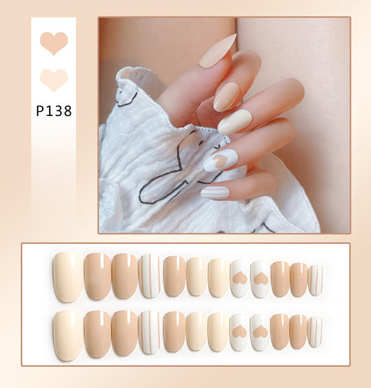 Uñas Postizas Adhesivas Diseño Corazón Melocotón - Removibles y Reutilizables - Image 3