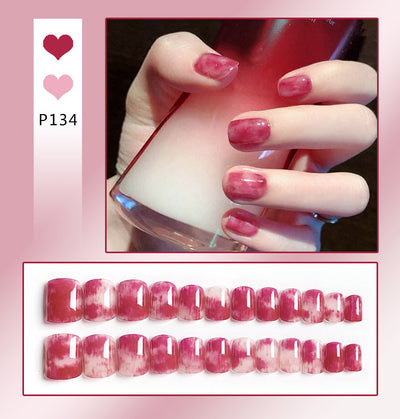 Uñas Postizas Adhesivas Diseño Corazón Melocotón - Removibles y Reutilizables - Image 4