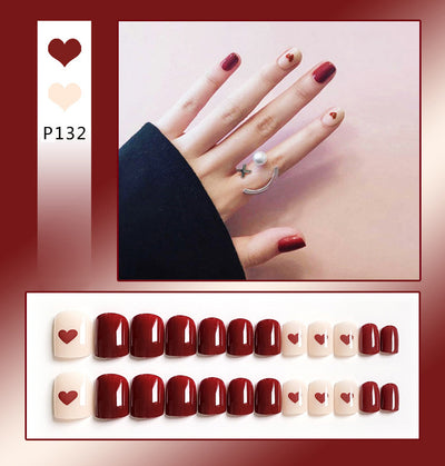 Uñas Postizas Adhesivas Diseño Corazón Melocotón - Removibles y Reutilizables - Image 7