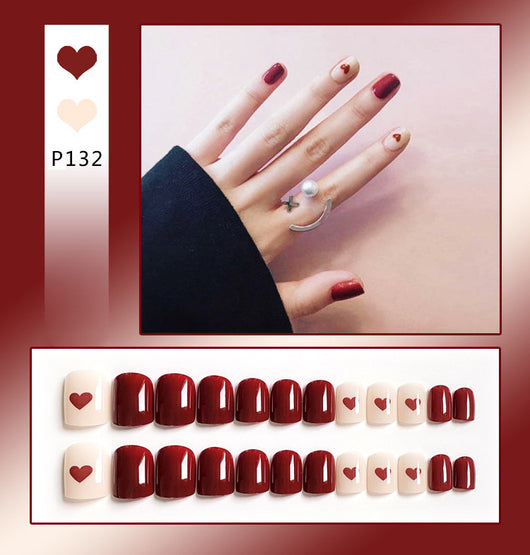 Uñas Postizas Adhesivas Diseño Corazón Melocotón - Removibles y Reutilizables - Image 7