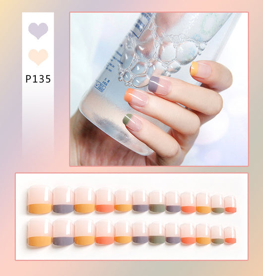 Uñas Postizas Adhesivas Diseño Corazón Melocotón - Removibles y Reutilizables - Image 9