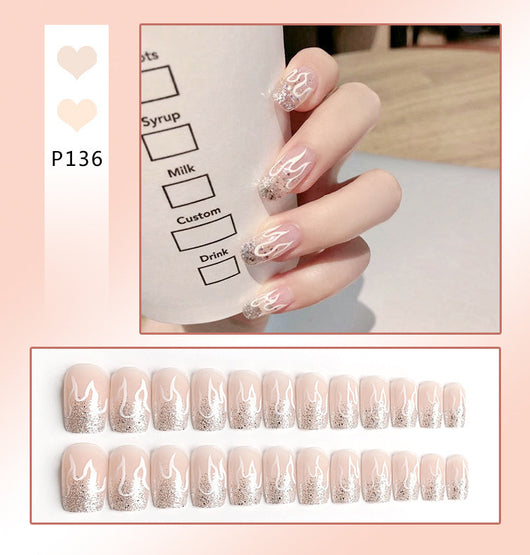Uñas Postizas Adhesivas Diseño Corazón Melocotón - Removibles y Reutilizables - Image 10