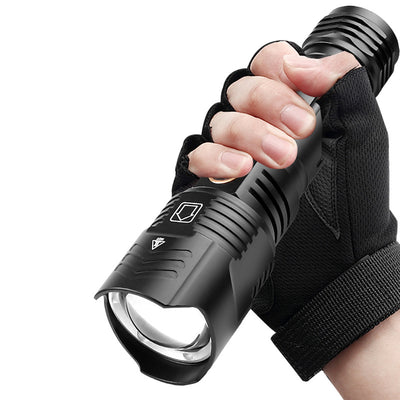 Linterna LED XHP90 USB Recargable con Zoom y Enfoque Ajustable