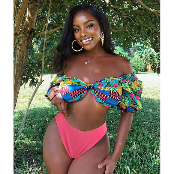 Bikini Sexy de Dos Piezas con Estampado