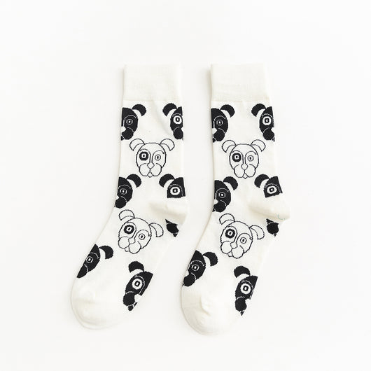 Calcetines Estilo Coreano Gatos y Perros - Tubo Animales Blanco y Negro Hombre y Mujer - Image 8