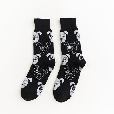 Calcetines Estilo Coreano Gatos y Perros - Tubo Animales Blanco y Negro Hombre y Mujer - Image 11