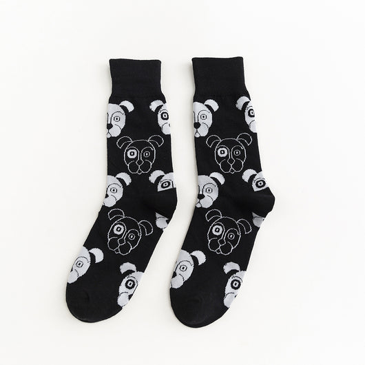 Calcetines Estilo Coreano Gatos y Perros - Tubo Animales Blanco y Negro Hombre y Mujer - Image 11