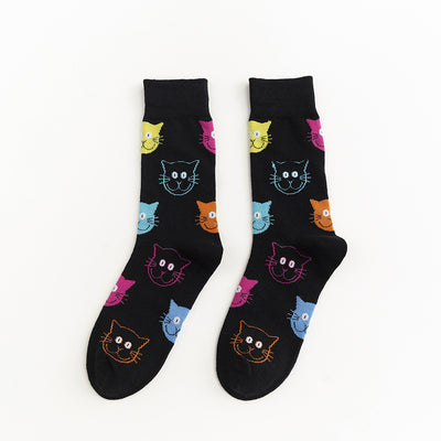 Calcetines Estilo Coreano Gatos y Perros - Tubo Animales Blanco y Negro Hombre y Mujer - Image 10