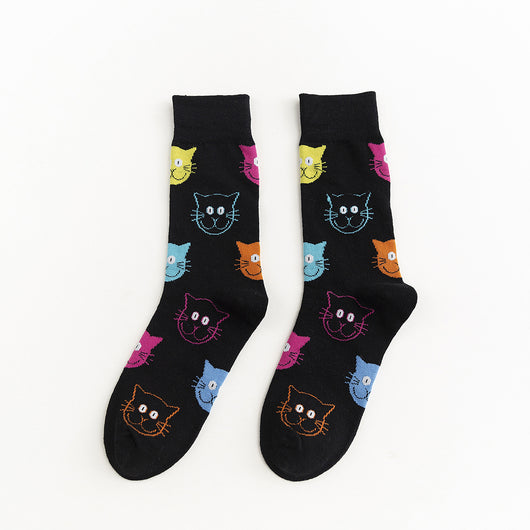 Calcetines Estilo Coreano Gatos y Perros - Tubo Animales Blanco y Negro Hombre y Mujer - Image 10