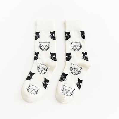 Calcetines Estilo Coreano Gatos y Perros - Tubo Animales Blanco y Negro Hombre y Mujer - Image 2