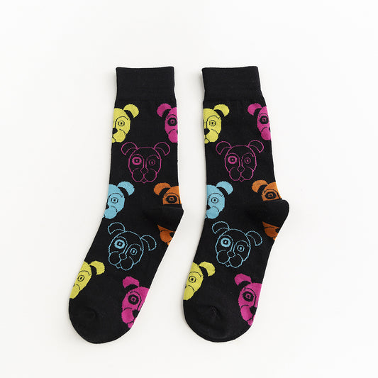 Calcetines Estilo Coreano Gatos y Perros - Tubo Animales Blanco y Negro Hombre y Mujer