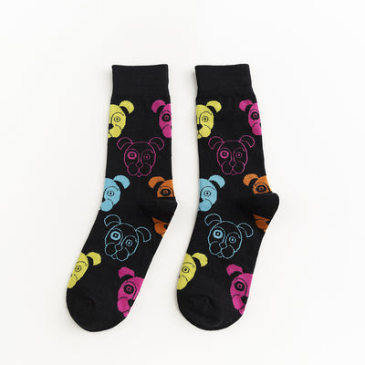 Calcetines Estilo Coreano Gatos y Perros - Tubo Animales Blanco y Negro Hombre y Mujer