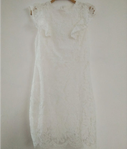 Vestido de Encaje Cuello Redondo sin Mangas Cintura Alta - Image 10