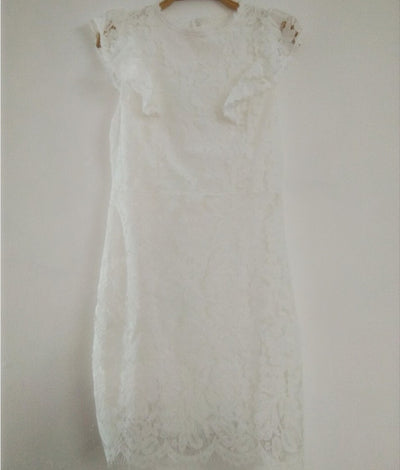 Vestido de Encaje Cuello Redondo sin Mangas Cintura Alta - Image 3