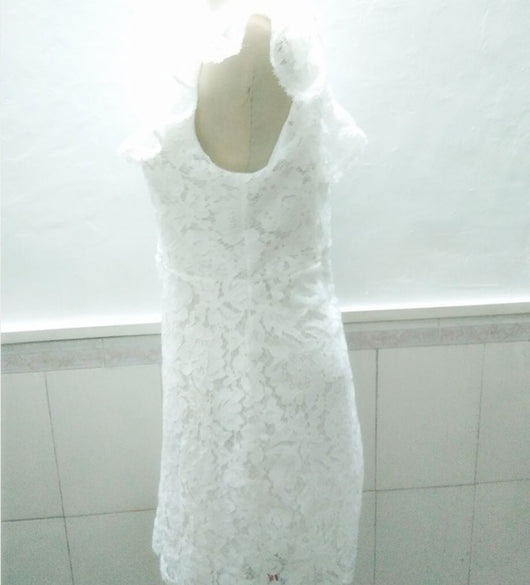 Vestido de Encaje Cuello Redondo sin Mangas Cintura Alta - Image 4