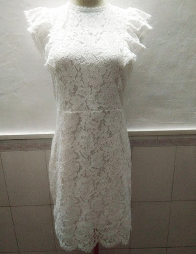 Vestido de Encaje Cuello Redondo sin Mangas Cintura Alta - Image 5