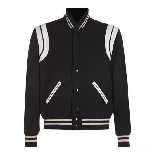 Chaqueta Aviador Lana Primavera Otoño Contraste Negro Blanco - Image 5