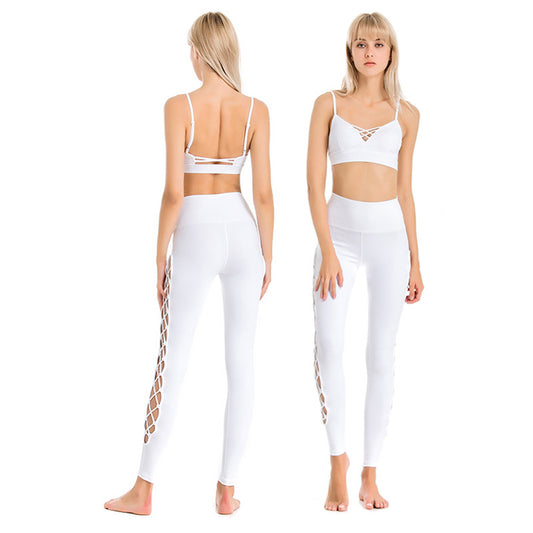 Conjunto Deportivo Mujer: Sostén Deportivo Espalda Descubierta + Pantalones Yoga Antichoque