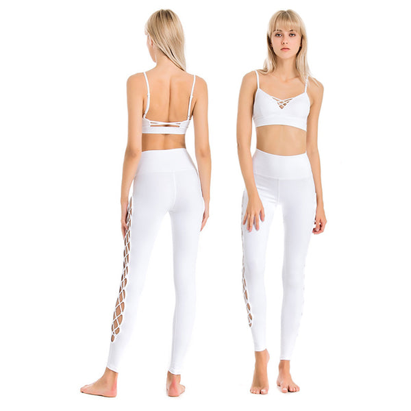 Conjunto Deportivo Mujer: Sostén Deportivo Espalda Descubierta + Pantalones Yoga Antichoque