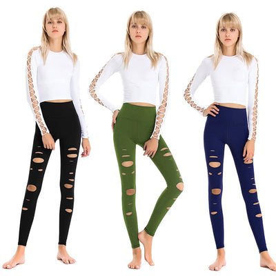 Leggings Deportivos Cintura Alta Rotos con Tecnología de Secado Rápido - Image 4