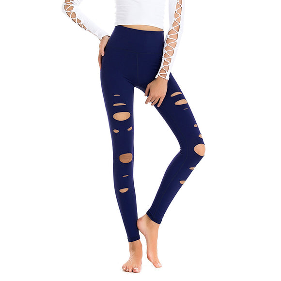 Leggings Deportivos Cintura Alta Rotos con Tecnología de Secado Rápido