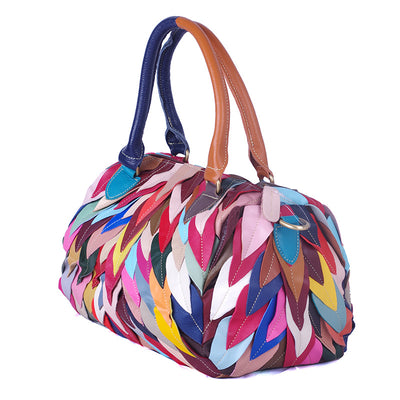 Bolso de Piel de Oveja con Contraste de Colores - Diseño Suave y Elegante - Image 11