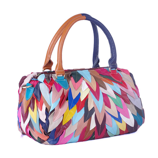 Bolso de Piel de Oveja con Contraste de Colores - Diseño Suave y Elegante - Image 8