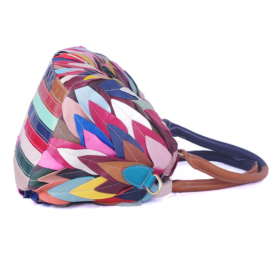 Bolso de Piel de Oveja con Contraste de Colores - Diseño Suave y Elegante - Image 2