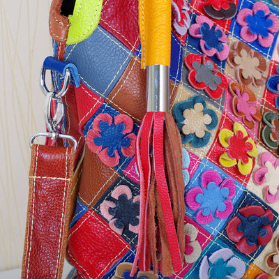 Bolsa Bandolera de Cuero Genuino con Diseño Asimétrico Multicolor - Image 4