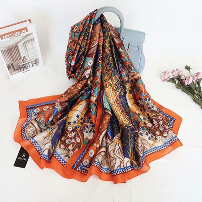 Pañuelo de Seda Satinada con Estampado Floral - Image 15