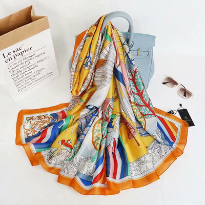 Pañuelo de Seda Satinada con Estampado Floral - Image 18