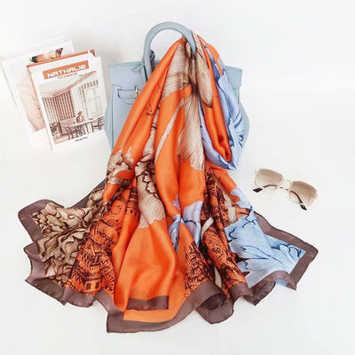 Pañuelo de Seda Satinada con Estampado Floral - Image 16