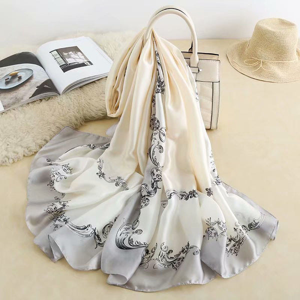 Pañuelo de Seda Satinada con Estampado Floral - Image 7