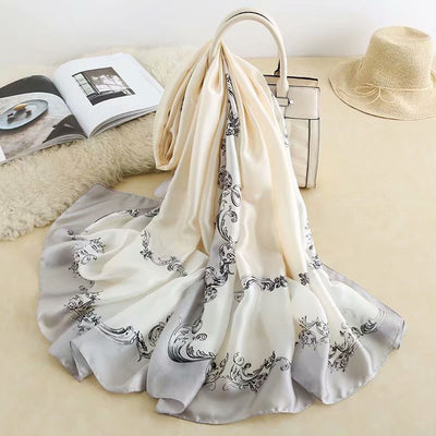 Pañuelo de Seda Satinada con Estampado Floral - Image 7