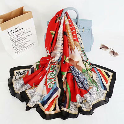 Pañuelo de Seda Satinada con Estampado Floral - Image 3