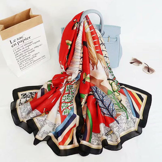 Pañuelo de Seda Satinada con Estampado Floral - Image 3