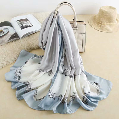 Pañuelo de Seda Satinada con Estampado Floral - Image 6