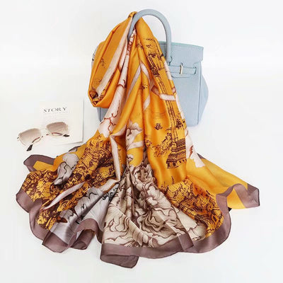 Pañuelo de Seda Satinada con Estampado Floral - Image 8