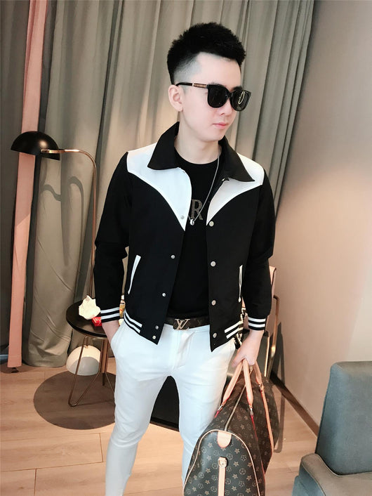 Chaqueta Béisbol Hombre Bicolor Elegante Moda Casual - Image 6