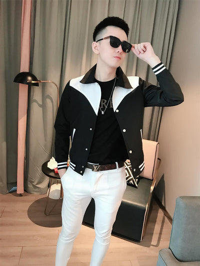 Chaqueta Béisbol Hombre Bicolor Elegante Moda Casual - Image 5