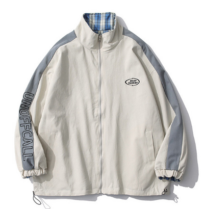 Chaqueta Reversible a Cuadros con Cuello Mao - Estilo Casual Primavera - Image 12