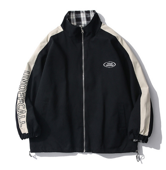 Chaqueta Reversible a Cuadros con Cuello Mao - Estilo Casual Primavera - Image 2