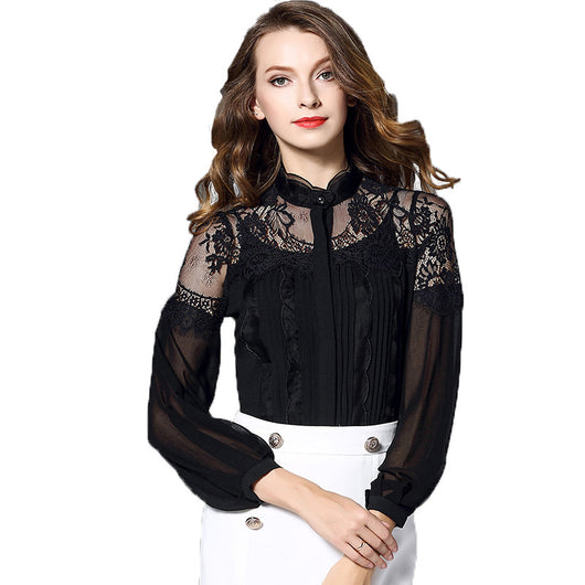 Blusa Elegante Estilo Palacio con Encaje y Costuras Europeas - Image 7