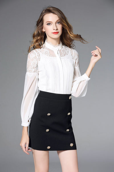 Blusa Elegante Estilo Palacio con Encaje y Costuras Europeas - Image 3