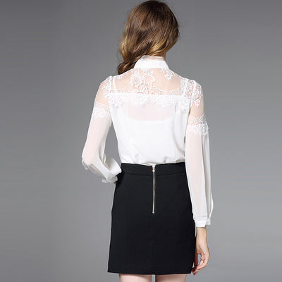 Blusa Elegante Estilo Palacio con Encaje y Costuras Europeas - Image 4