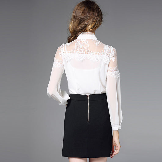 Blusa Elegante Estilo Palacio con Encaje y Costuras Europeas - Image 4