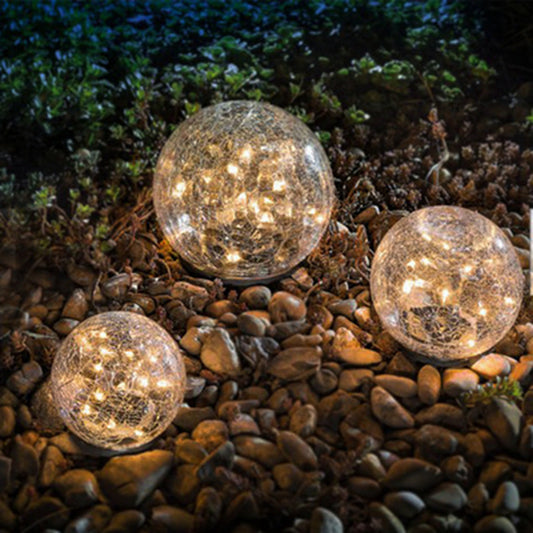 Luz Solar LED de Jardín con Diseño de Esfera de Cristal Agrietado