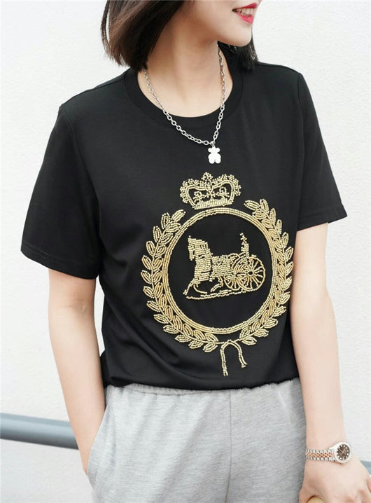 Camiseta Manga Corta Cuello Redondo con Estampado de Espigas de Trigo - Image 8