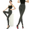 Pantalones Cropped a Rayas de Punto Elástico Cintura Alta Seda Lechosa Talla Grande