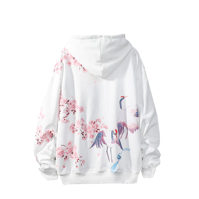 Suéter Hoodie Holgado National Tide Crane - Abrigo Vintage Flor de Cerezo - Image 5